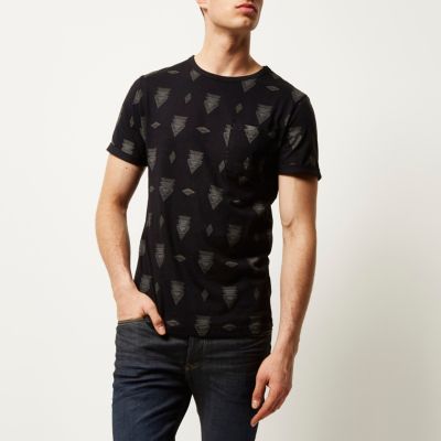 Navy geometric print t-shirt